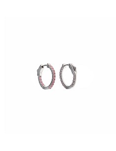 Pendientes Plata Rodio Aros Circonitas Rosa