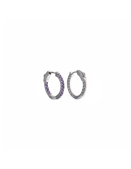 Pendientes Plata Rodio Aros Circonitas Lavanda