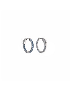 Pendientes Plata Rodio Aros Circonitas Azul