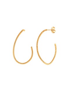 Pendientes Plata Chapado Dorado Aro Ovalo Retorcido Diamantado