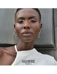 Pendientes Plata Chapado Dorado Aro Ovalo Retorcido Diamantado 2