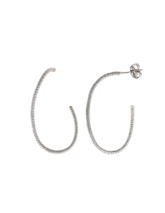 Pendientes Plata Rodio Aro Ovalo Retorcido Diamantado