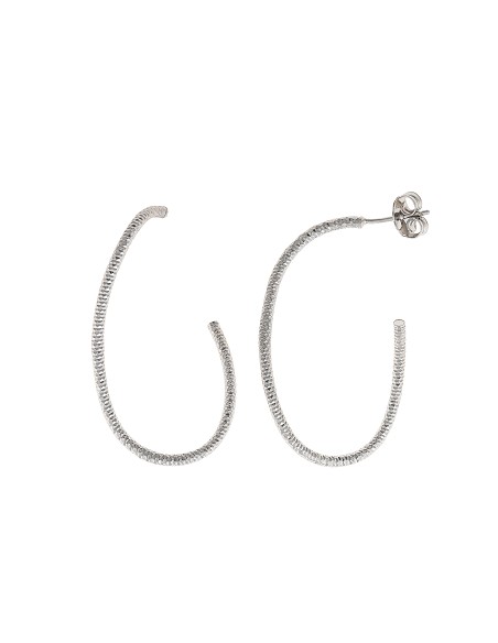 Pendientes Plata Rodio Aro Ovalo Retorcido Diamantado