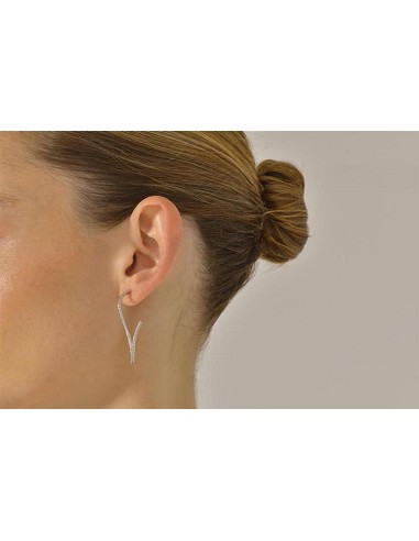 Pendientes Plata Rodio Aro Ovalo Retorcido Diamantado