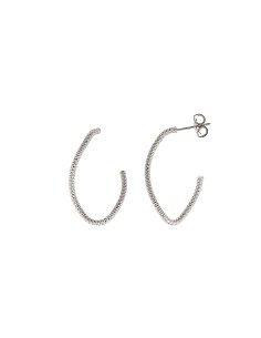 Pendientes Plata Rodio Aro Ovalo Retorcido Diamantado