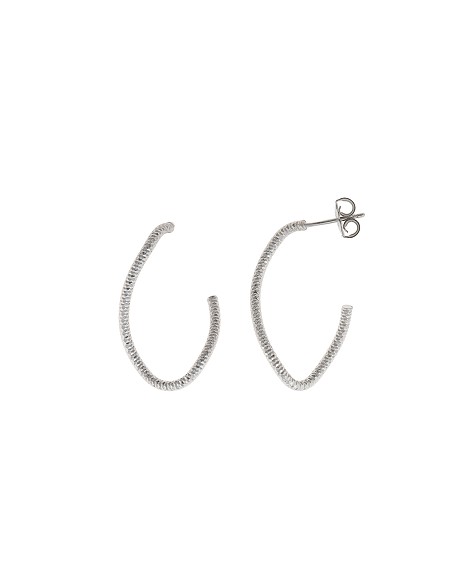 Pendientes Plata Rodio Aro Ovalo Retorcido Diamantado