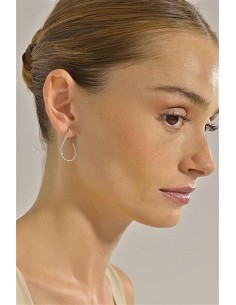 Pendientes Plata Rodio Aro Ovalo Retorcido Diamantado 2