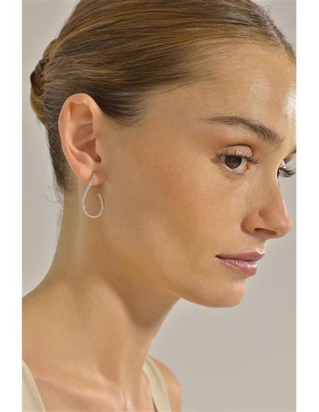 Pendientes Plata Rodio Aro Ovalo Retorcido Diamantado