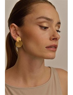 Pendientes Plata Chapado Dorado Dos Circulos Diamantados 2