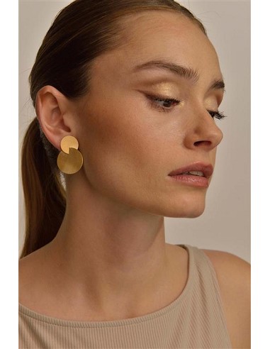 Pendientes Plata Chapado Dorado Dos Circulos Diamantados