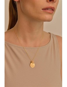 Collar Plata Chapado Dorado Dos Circulos Diamantado 2