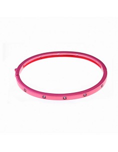 Pulsera Caña Plata Chapado Rosa Circonitas Nano Azul Brillantes