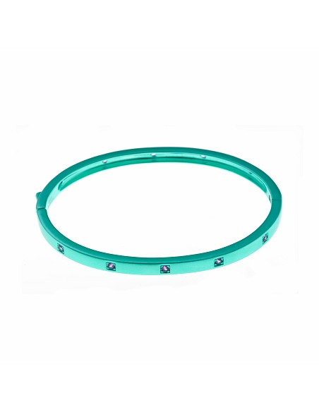 Pulsera Caña Plata Chapado Verde Circonitas Nano Rubi Baguet