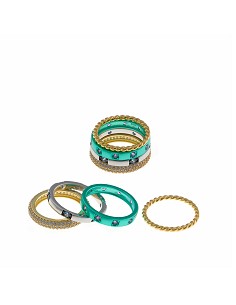 Sortija Plata Chapado Dorado Rodio y Verde Circonitas Blanca Azul Rubi Brillantes