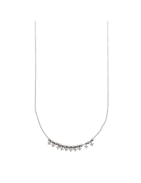 Collar Plata Rodio Bolitas Lisas Circonitas Blancas Brillantes