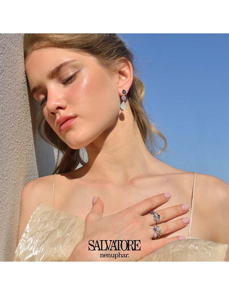 Sortija Plata Rodio Ovalos Cuarzo Rosa Turmalina Azul Cristal Liso Facetados