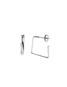 Pendientes Plata Rodio Cuadrado Irregular Liso