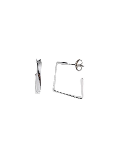 Pendientes Plata Rodio Cuadrado Irregular Liso