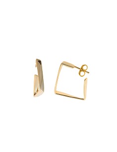 Pendientes Plata Chapado Dorado Cuadrado Irregular Liso