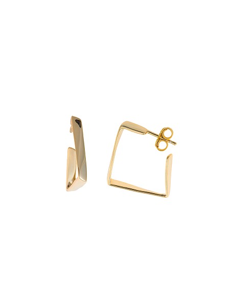 Pendientes Plata Chapado Dorado Cuadrado Irregular Liso