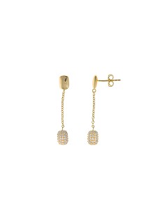 Pendientes Plata Chapado Dorado Rectangulo Micro Pave Circonitas Blancas Rectangulo Liso