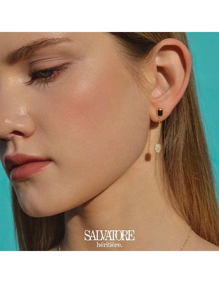 Pendientes Plata Chapado Dorado Rectangulo Micro Pave Circonitas Blancas Rectangulo Liso