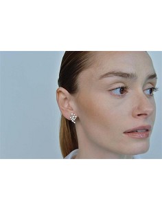 Pendientes Plata Rodio Circonitas Blancas Brillantes Perlas Boton Agua Dulce 2