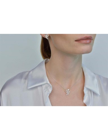 Pendientes Plata Rodio Circonitas Blancas Brillantes Perlas Boton Agua Dulce