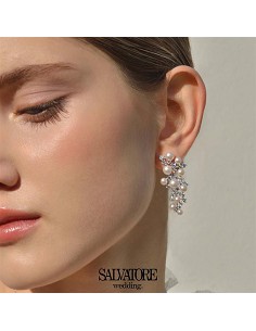 Pendientes Plata Rodio Circonitas Blancas Brillantes Perlas Boton Agua Dulce 2