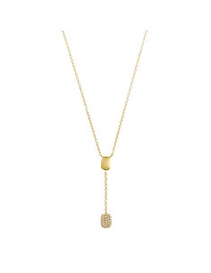 Collar Plata Chapado Dorado Rectangulo Micro Pave Circonitas Blancas Rectangulo Liso