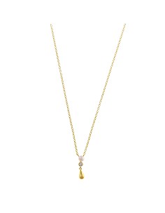 Collar Plata Chapado Dorado Pera Lisa Perla Agua Dulce Circonita Blanca