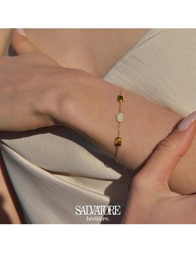 Pulsera Plata Chapado Dorado Rectangulo Micro Pave Circonitas Blancas Dos Rectangulo Liso