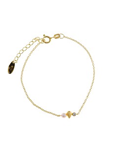Pulsera Plata Chapado Dorado Pera Lisa Perla Agua Dulce Circonita Blanca