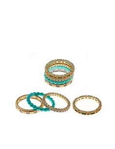 Sortija Plata Chapado Dorado y Verde Circonitas Blanca Nano Verde y Rubi Brillantes