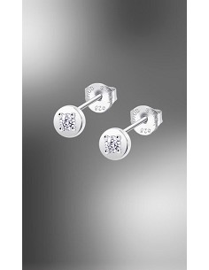 Lotus Silver Pendiente Redondo con Circonita En El Interior