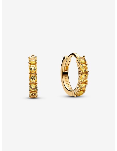14K Gold-Plated Huggie Earrings With Vibrant Yellow Crystal