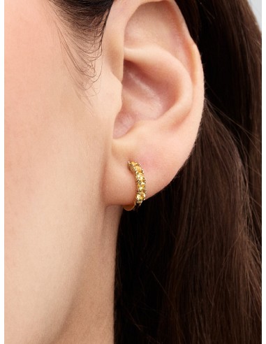 14K Gold-Plated Huggie Earrings With Vibrant Yellow Crystal