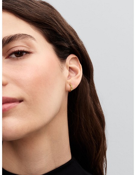 14K Gold-Plated Huggie Earrings With Vibrant Yellow Crystal