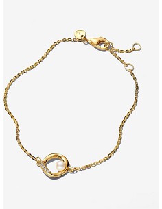 Pulsera Círculo Forma Orgánica En Pavé y Perla Cultivada de Agua Dulce Tratada