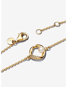 Pulsera Círculo Forma Orgánica En Pavé y Perla Cultivada de Agua Dulce Tratada 2