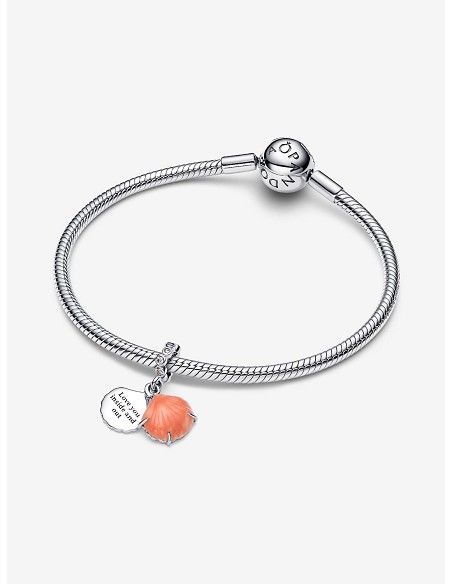 Charm Colgante Doble Concha Color Coral