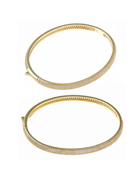 Pulsera Caña Plata Chapada Dorada Circonitas