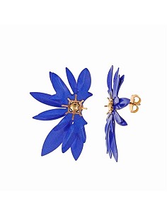 Pendientes Plata Chapados Media Flor Azul
