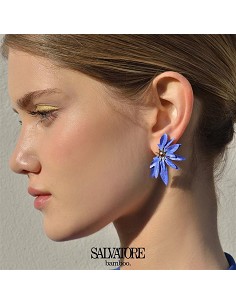 Pendientes Plata Chapados Media Flor Azul 2