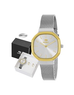 Reloj Marea Plateado y Dorado Analógico Mujer y Pendientes B41408/13