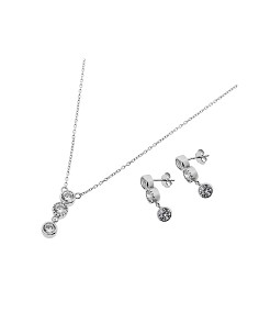 Juego Gargantilla y Pendientes de Plata Rodiada Circonitas con Cierre Presión