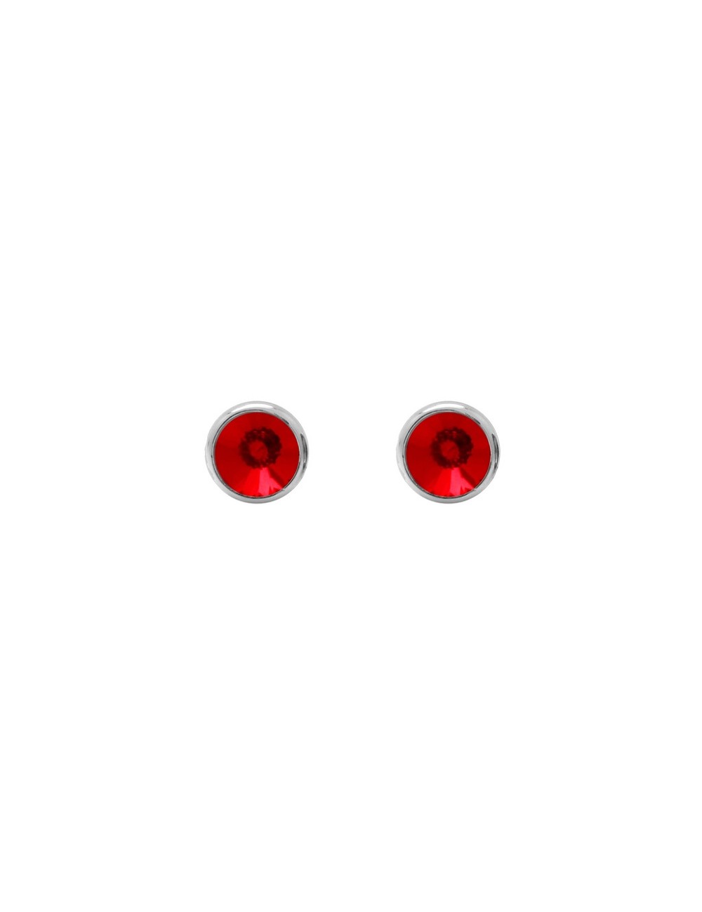 Pendientes Botón 7Mm Círculo Cristal En Plata Baño Rodio de Basic (Light Siam)