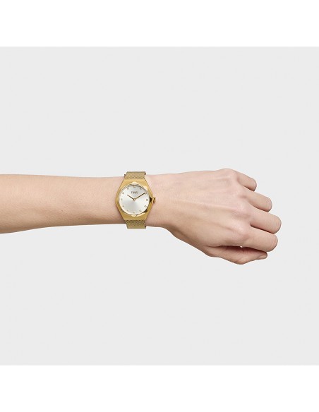 Reloj Analógico con Brazalete de Acero Dorado Karat Round Mesh