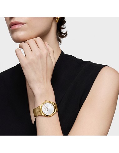 Reloj Analógico con Brazalete de Acero Dorado Karat Round Mesh