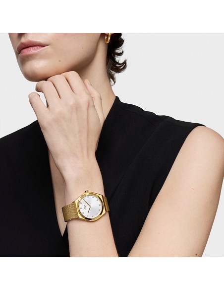 Reloj Analógico con Brazalete de Acero Dorado Karat Round Mesh